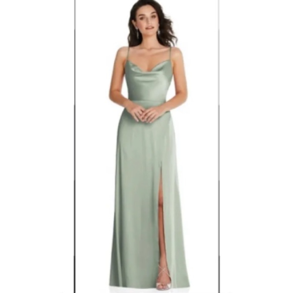 Bridesmaid Dress Cowl-Neck A-Line Maxi Dress with Adjustable Straps